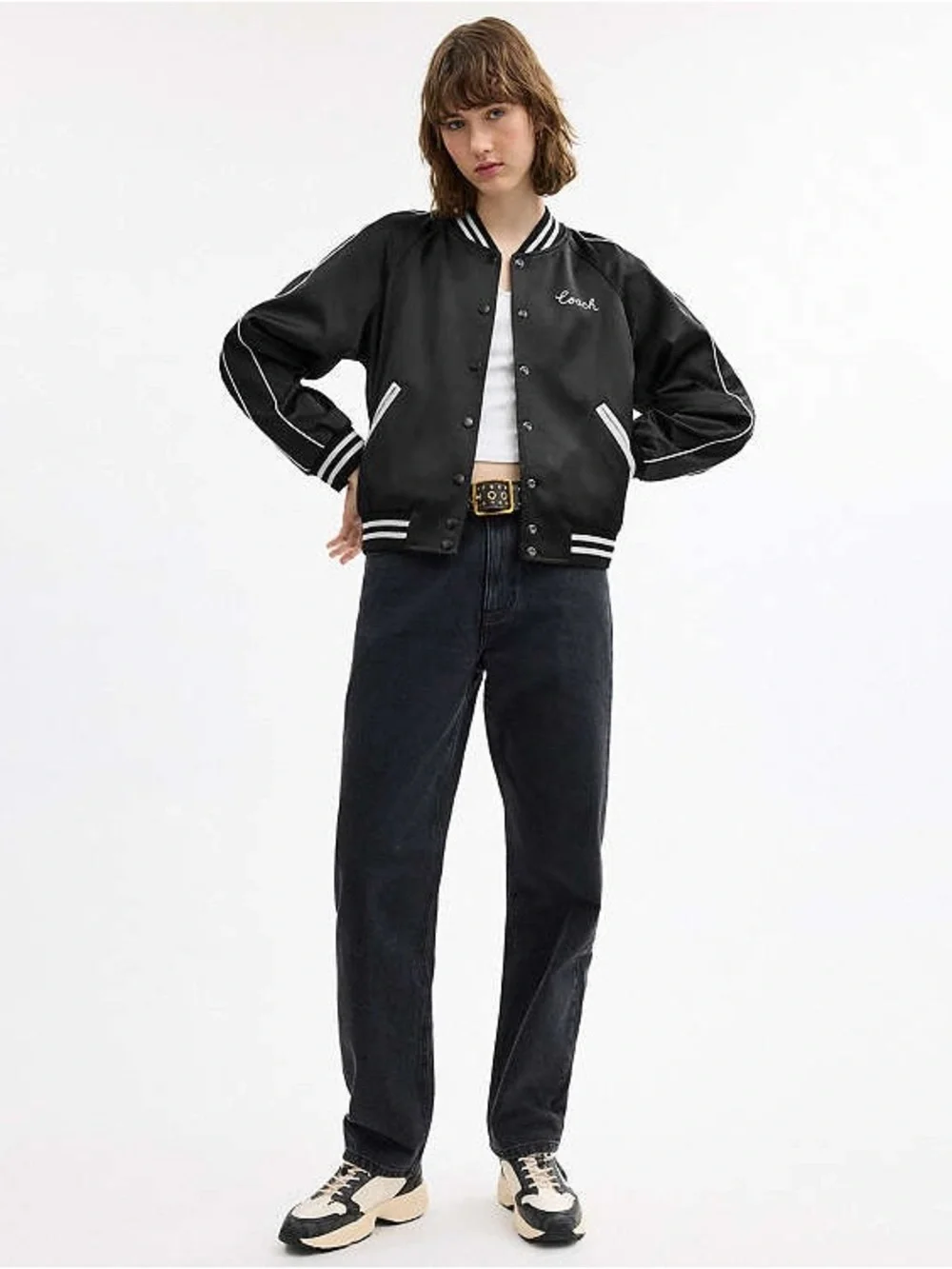 Coach Black and White Signature Varsity Bomber Jacket REVERSIBLE 🖤🤍